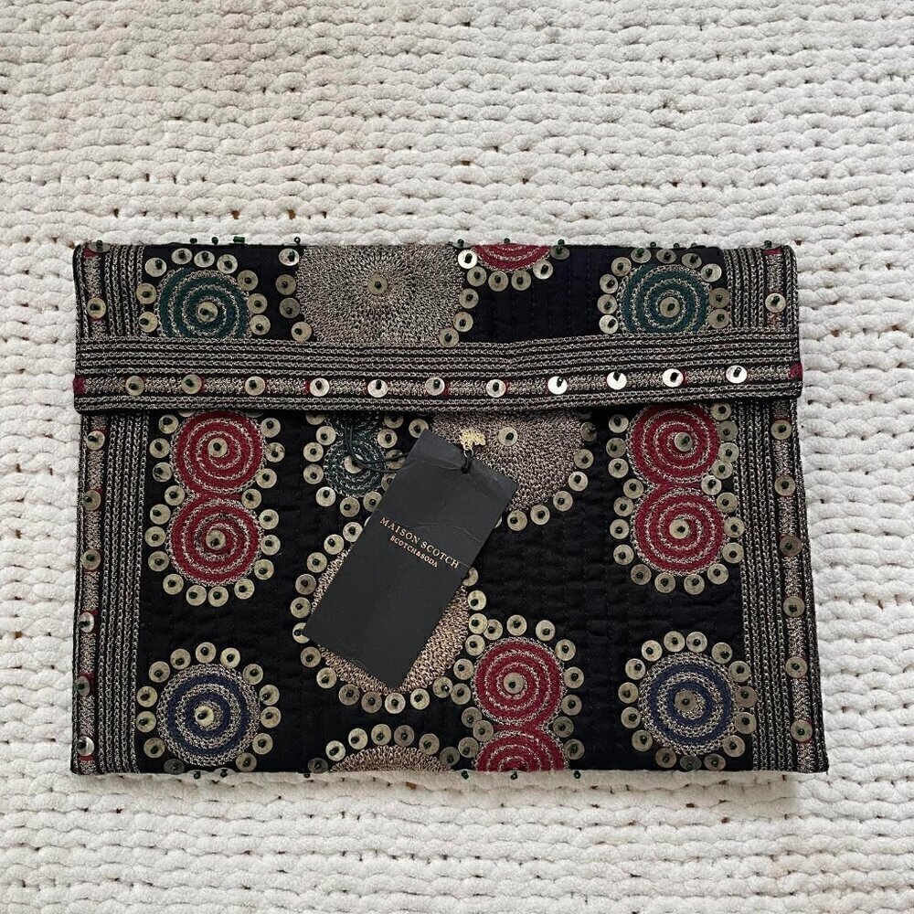 New Maison Scotch Beaded Clutch Bag